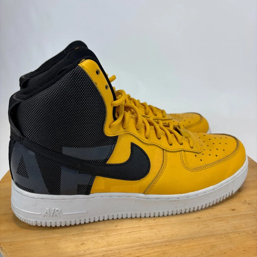 Nike Air Force 1 High Mens 10.5 Yellow Black AV8364-700 University Gold AF1